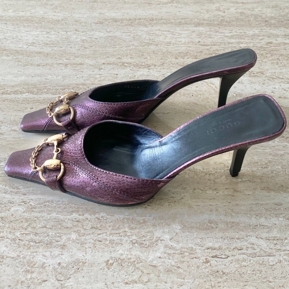 Vintage Gucci Tom Ford-era Horsebit Chain Mule Heels - Picture 2 of 9